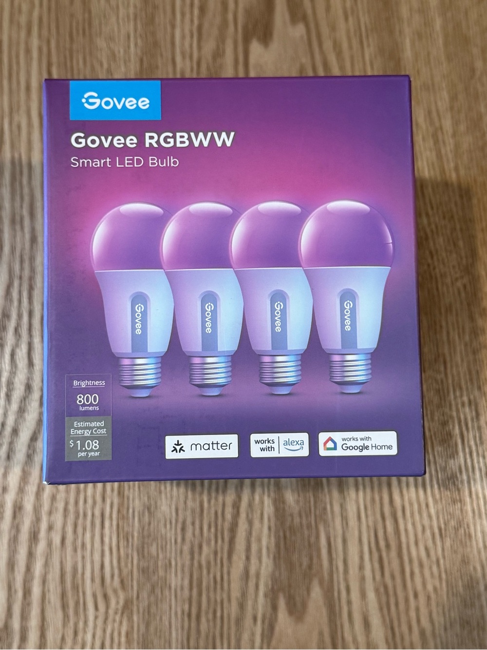 Govee RGBWW Smart LED Bulb (Purple) - 4-Pack